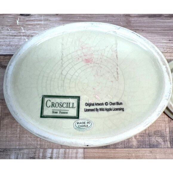 Croscill Home Porcelain Floral Canister With Lid Crackle Glaze 6" Tall Rose Patt - Picture 6 of 6